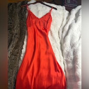 Silk Elegant Orange Slip Dress